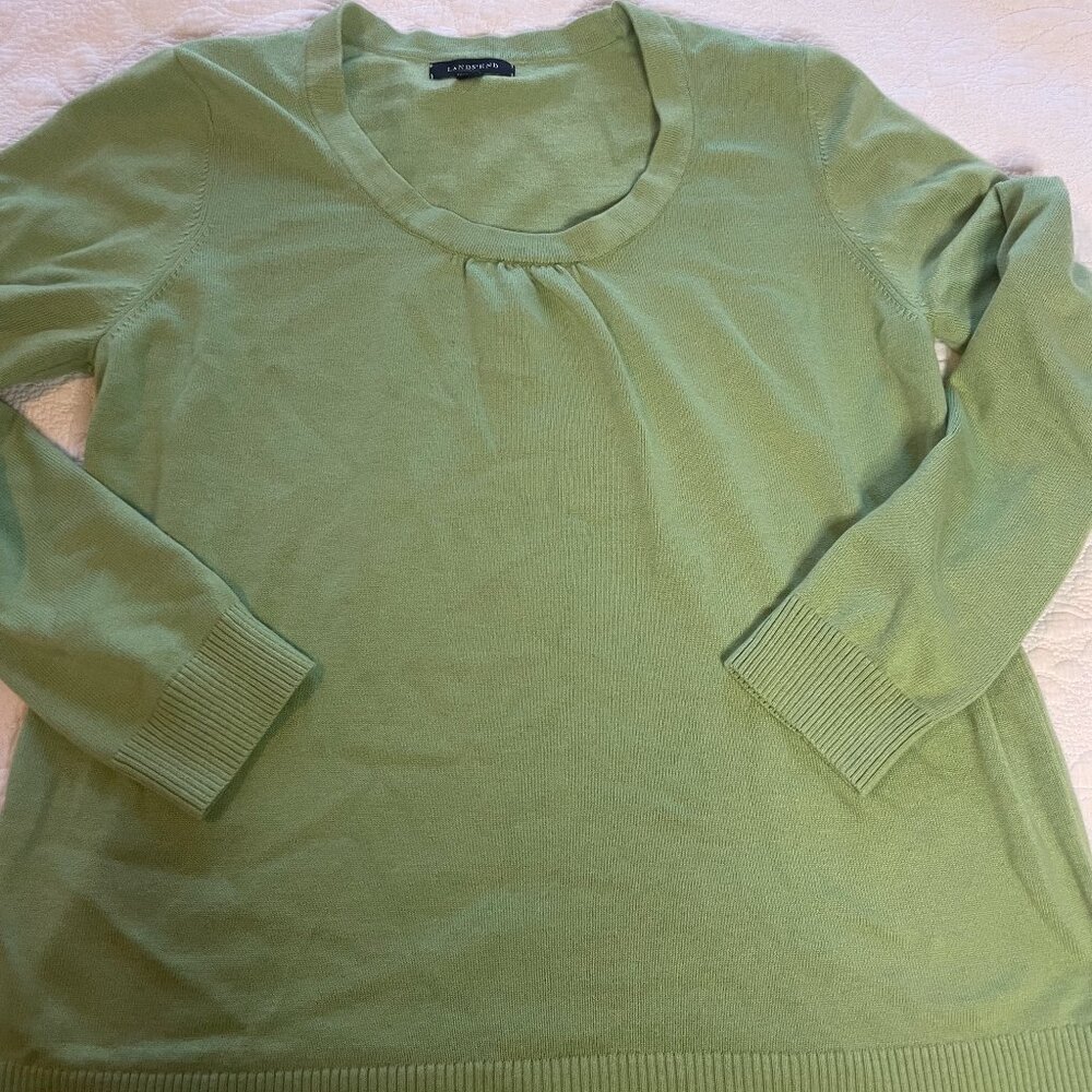 Lands’ End Light Green Scoop Neck Sweater Women’s XL Long sleeve